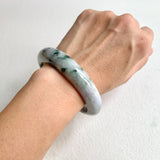 59.5mm A-Grade Natural Bluish Floral Modern Round Bangle No. 600173