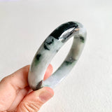 59.5mm A-Grade Natural Bluish Floral Modern Round Bangle No. 600173