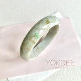 58.5mm A-Grade Natural Yellowish Green Modern Round Bangle No. 600170