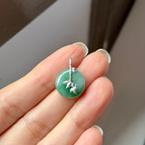 A-Grade Green Floral Imperial Green Jadeite Donut Bamboo Pendant (Dual Gold Tone) No.172612