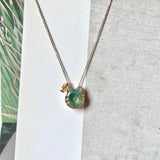 SOLD OUT: A-Grade Bluish Green Floral Jadeite Little Kitten with Fish Bone Pendant No.172169
