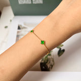 A-Grade Natural Imperial Green Jadeite Petite Clover Bracelet No.190420
