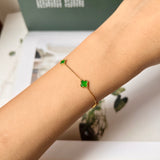 A-Grade Natural Imperial Green Jadeite Petite Clover Bracelet No.190420