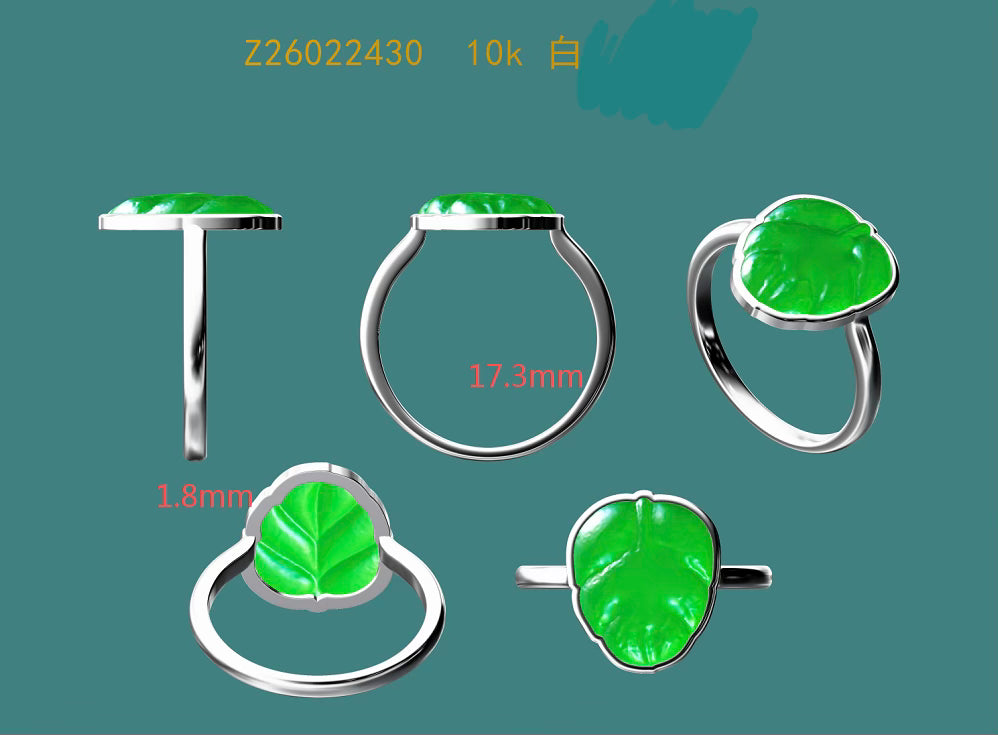 Setting balance Custom Jadeite Leaf Ring No.162568