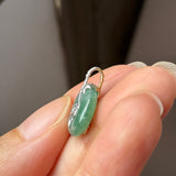 A-Grade Green Floral Imperial Green Jadeite Donut Bamboo Pendant (Dual Gold Tone) No.172613