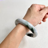 59.5mm A-Grade Natural Bluish Floral Modern Round Bangle No. 600173