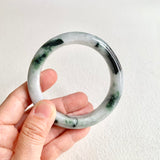 59.5mm A-Grade Natural Bluish Floral Modern Round Bangle No. 600173