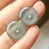 14.75 cts Icy A-Grade Natural Light Blue Jadeite Donut Pair No.180820