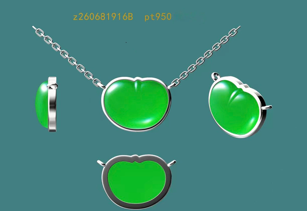 Custom Setting Balance: Icy A-Grade Apple Green Jadeite Ruyi Pendant No. 172988