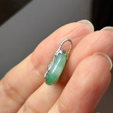 A-Grade Green Floral Imperial Green Jadeite Donut Bamboo Pendant (Dual Gold Tone) No.172612