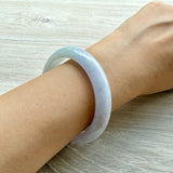 54.4mm A-Grade Natural Pinkish Lavender with Green Jadeite Modern Round Bangle No. 152053