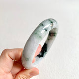 59.5mm A-Grade Natural Bluish Floral Modern Round Bangle No. 600173