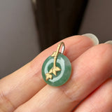 A-Grade Green Floral Imperial Green Jadeite Donut Bamboo Pendant (Dual Gold Tone) No.172613
