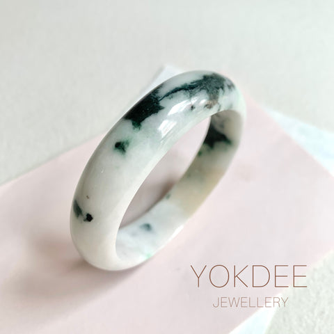 55.3mm A-Grade Natural Floral Modern Round Bangle No. 600172