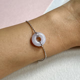 A-Grade Natural Light Pink Jadeite Bagel Bracelet No.190455