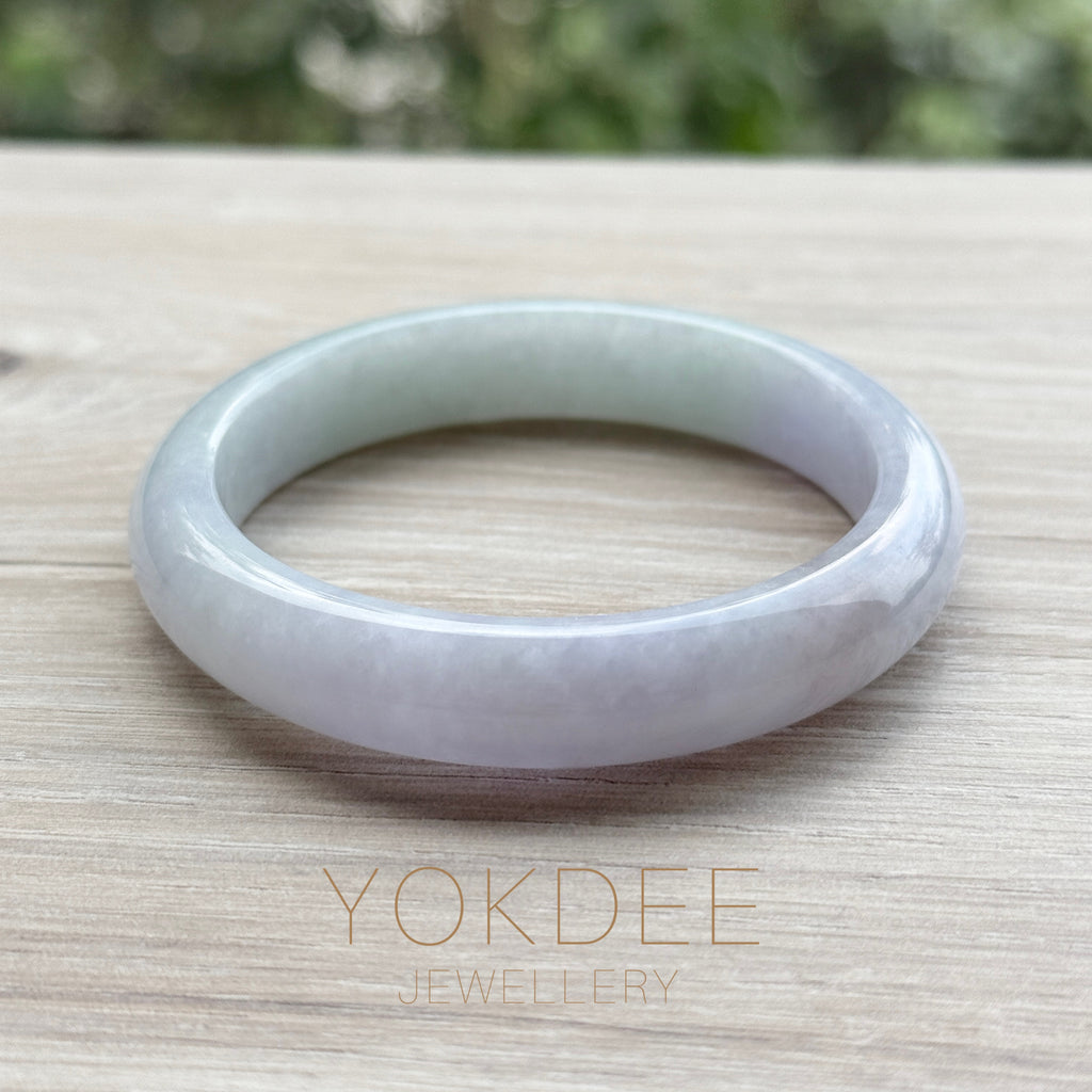 54.4mm A-Grade Natural Pinkish Lavender with Green Jadeite Modern Round Bangle No. 152053