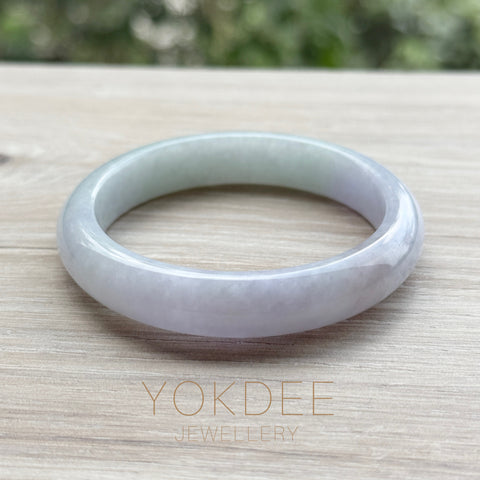 54.4mm A-Grade Natural Pinkish Lavender with Green Jadeite Modern Round Bangle No. 152053