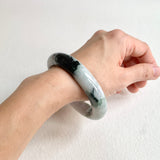 59.5mm A-Grade Natural Bluish Floral Modern Round Bangle No. 600173