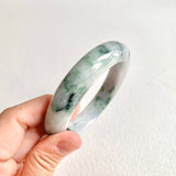 59.5mm A-Grade Natural Bluish Floral Modern Round Bangle No. 600173