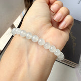 6.6mm Icy A-Grade White Jadeite Bracelet No.190465
