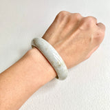 58.5mm A-Grade Natural Yellowish Green Modern Round Bangle No. 600170