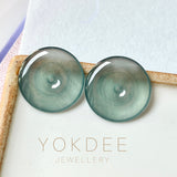14.75 cts Icy A-Grade Natural Light Blue Jadeite Donut Pair No.180820