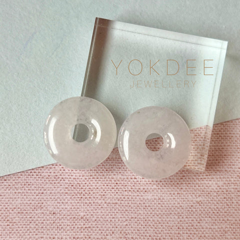 14.7 cts A-Grade Natural Light Pink Jadeite Donut Pair No.180823