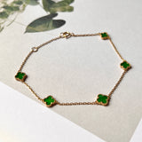 A-Grade Natural Imperial Green Jadeite Petite Clover Bracelet No.190420