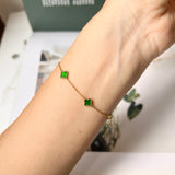 A-Grade Natural Imperial Green Jadeite Petite Clover Bracelet No.190420