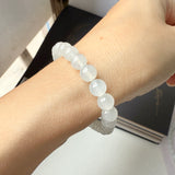 6.6mm Icy A-Grade White Jadeite Bracelet No.190465