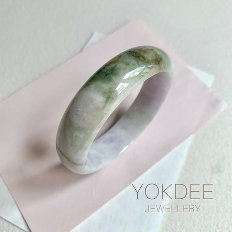 58.6mm A-Grade Natural Lavender Green Modern Round Bangle No. 600163