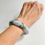 58.4mm A-Grade Natural Green Modern Round Bangle No. 600171