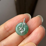 A-Grade Green Floral Imperial Green Jadeite Donut Bamboo Pendant (Dual Gold Tone) No.172613