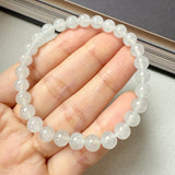 6.6mm Icy A-Grade White Jadeite Bracelet No.190465