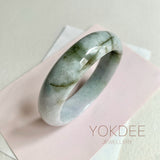 58.4mm A-Grade Natural Green Modern Round Bangle No. 600171