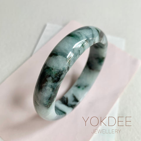 58.8mm A-Grade Natural Floral Modern Round Bangle No. 600174