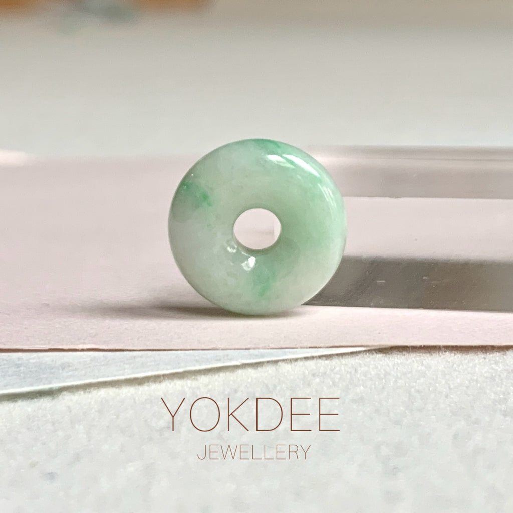 A-Grade Natural Moss On Snow Jadeite Bagel Piece No. 172478