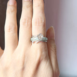 SOLD OUT: A-Grade Natural Blue Green Jadeite Joseon Dynasty Cherry Blossom Blooming Ring No.162429