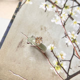 SOLD OUT: A-Grade Natural Blue Green Jadeite Joseon Dynasty Cherry Blossom Blooming Ring No.162429