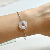 Icy A-Grade Natural White Jadeite Bagel Bracelet No.190454