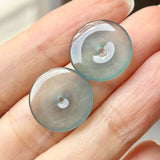14.75 cts Icy A-Grade Natural Light Blue Jadeite Donut Pair No.180820