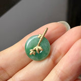 A-Grade Green Floral Imperial Green Jadeite Donut Bamboo Pendant (Dual Gold Tone) No.172612