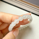 6.6mm Icy A-Grade White Jadeite Bracelet No.190465