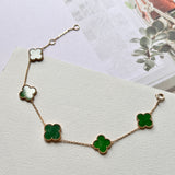 A-Grade Natural Imperial Green Jadeite Clover Bracelet No.190421