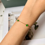 A-Grade Natural Imperial Green Jadeite Petite Clover Bracelet No.190420