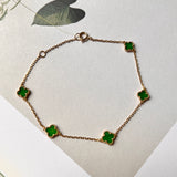 A-Grade Natural Imperial Green Jadeite Petite Clover Bracelet No.190420