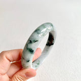 59.5mm A-Grade Natural Bluish Floral Modern Round Bangle No. 600173