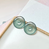 14.75 cts Icy A-Grade Natural Light Blue Jadeite Donut Pair No.180820