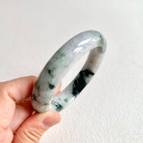 59.5mm A-Grade Natural Bluish Floral Modern Round Bangle No. 600173