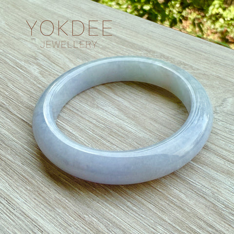 50.9mm A-Grade Natural Pinkish Lavender Jadeite Modern Round Bangle No. 152052